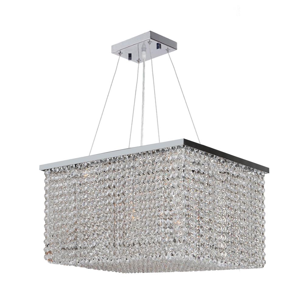 Prism Collection 5 Light Chrome Finish and Clear Crystal Rectangle Chandelier 16" L x 9" W x 10" H Mini