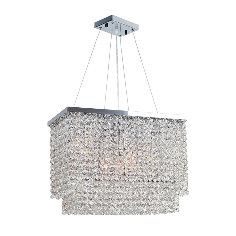 Prism Collection 6 Light Chrome Finish and Clear Crystal Rectangle Chandelier 16" L x 9" W x 12" H Mini