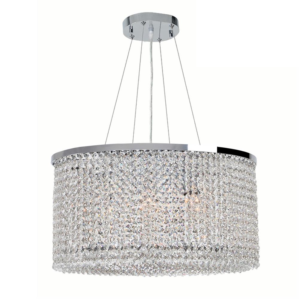Prism Collection 7 Light Chrome Finish and Clear Crystal Oval Chandelier 20" L x 12" W x 10" H Medium