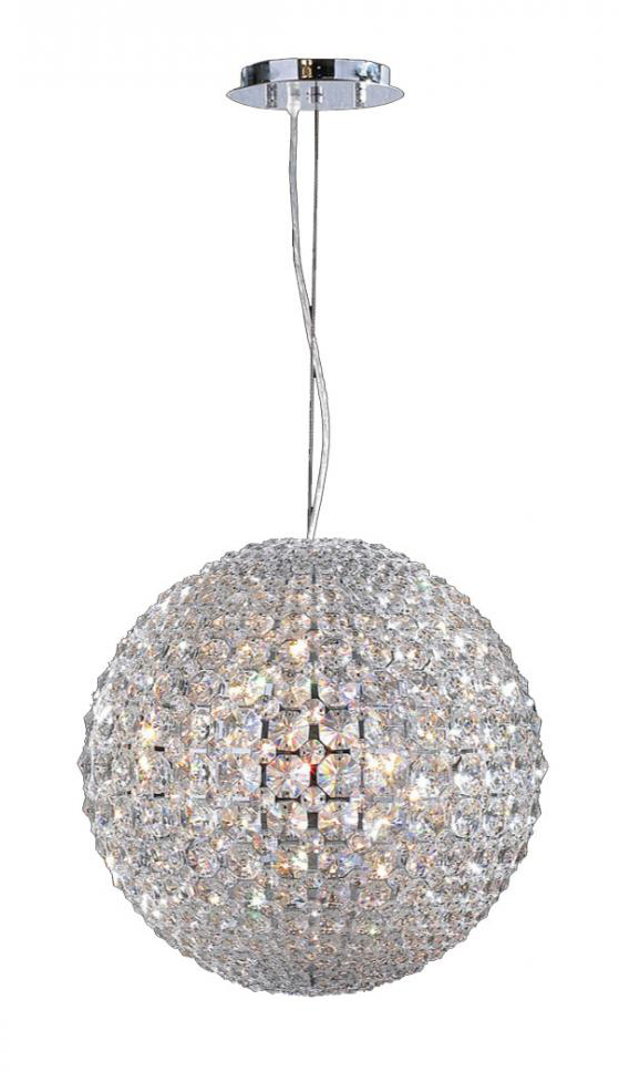 Pluto 6 light Chrome Finish with Clear Crystal LED Pendant