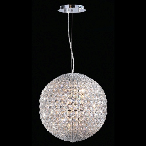 Pluto 8 Light Chrome Finish with Clear Crystal Pendant