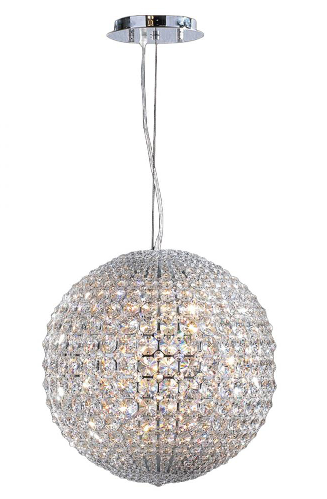 Pluto 8 light Chrome Finish with Clear Crystal LED Pendant