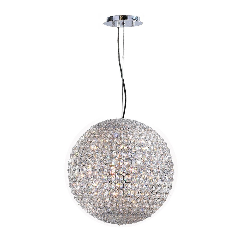 Pluto 12 light Chrome Finish with Clear Crystal LED Pendant