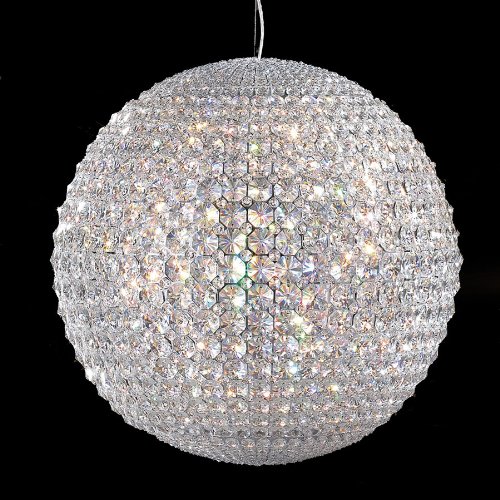 Pluto 22 Light Chrome Finish with Clear Crystal Pendant