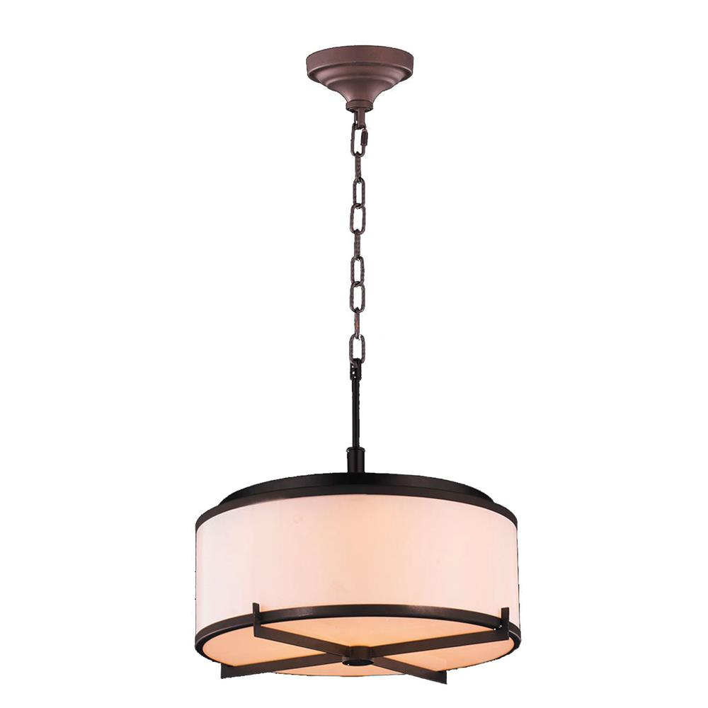 Madeline Collection 6 Light LED Dark Bronze Finish with Bisque Drum Shade Pendant 16