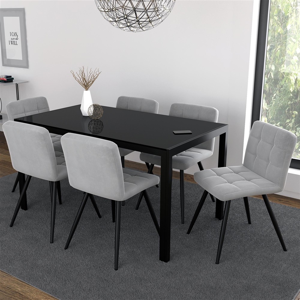 Contra Bk/Suzette Gry 7Pc Dining Set