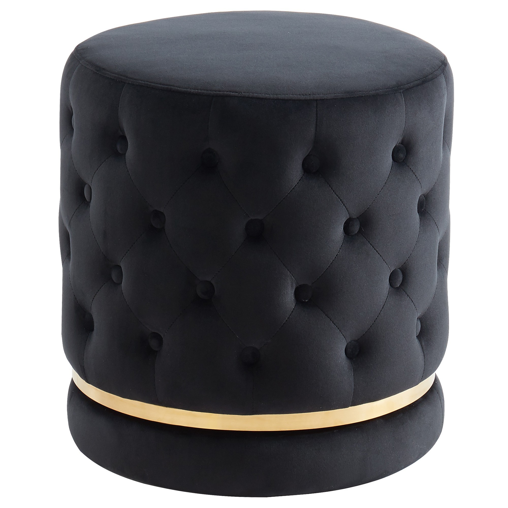 Delilah Round Ottoman Black/Gold