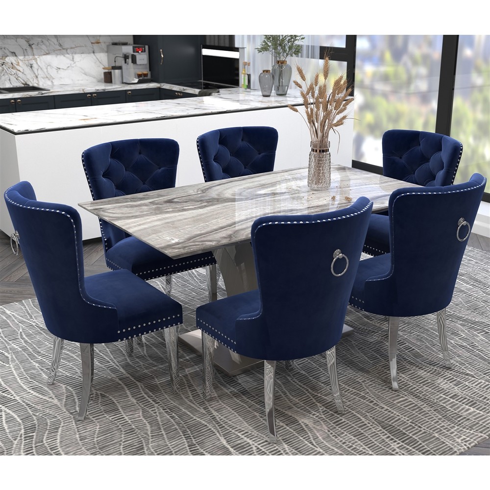 Napoli Hollis Nav 7Pc Dining Set