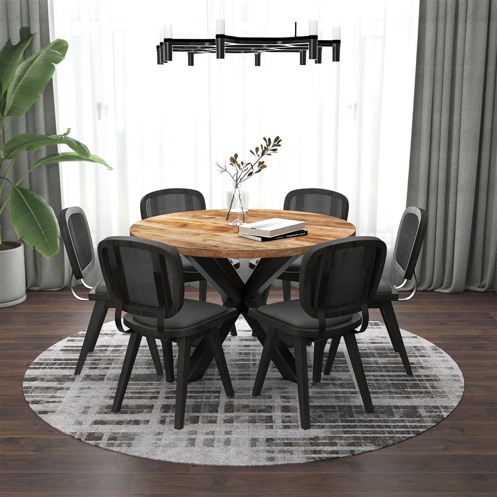 Arhan Nat Aster Ch 7Pc Dining Set