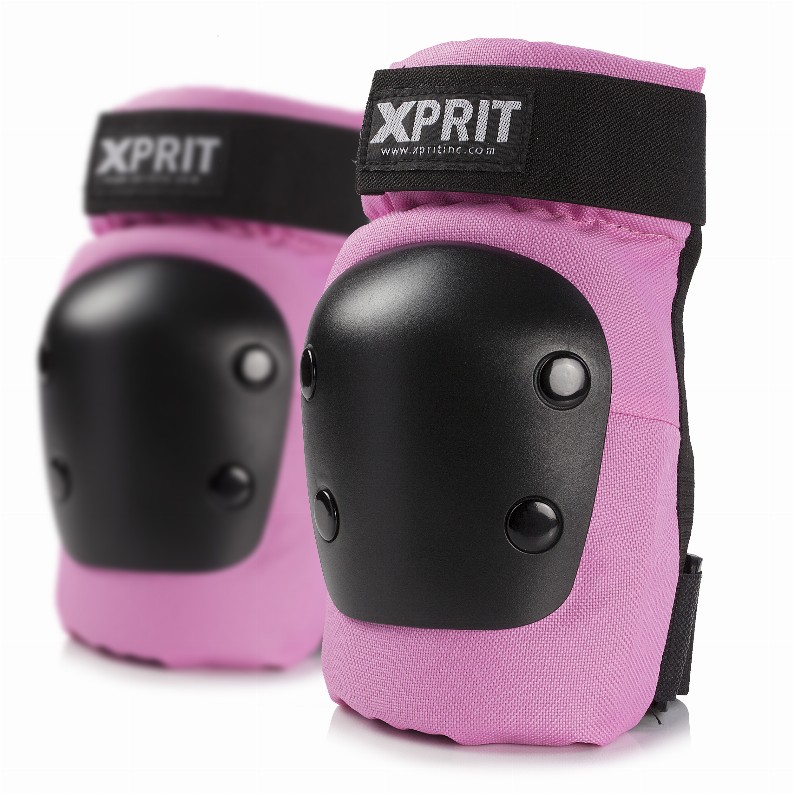 XPRIT Adult/Child Wrist Guards, Knee Elbow Pads 3 in 1 Protective Gear Set for Skateboard, Scooter & Bike - Teens Pink