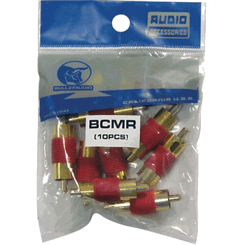 RCA Coupler Male;Red; Bullz Audio; 10/Bag