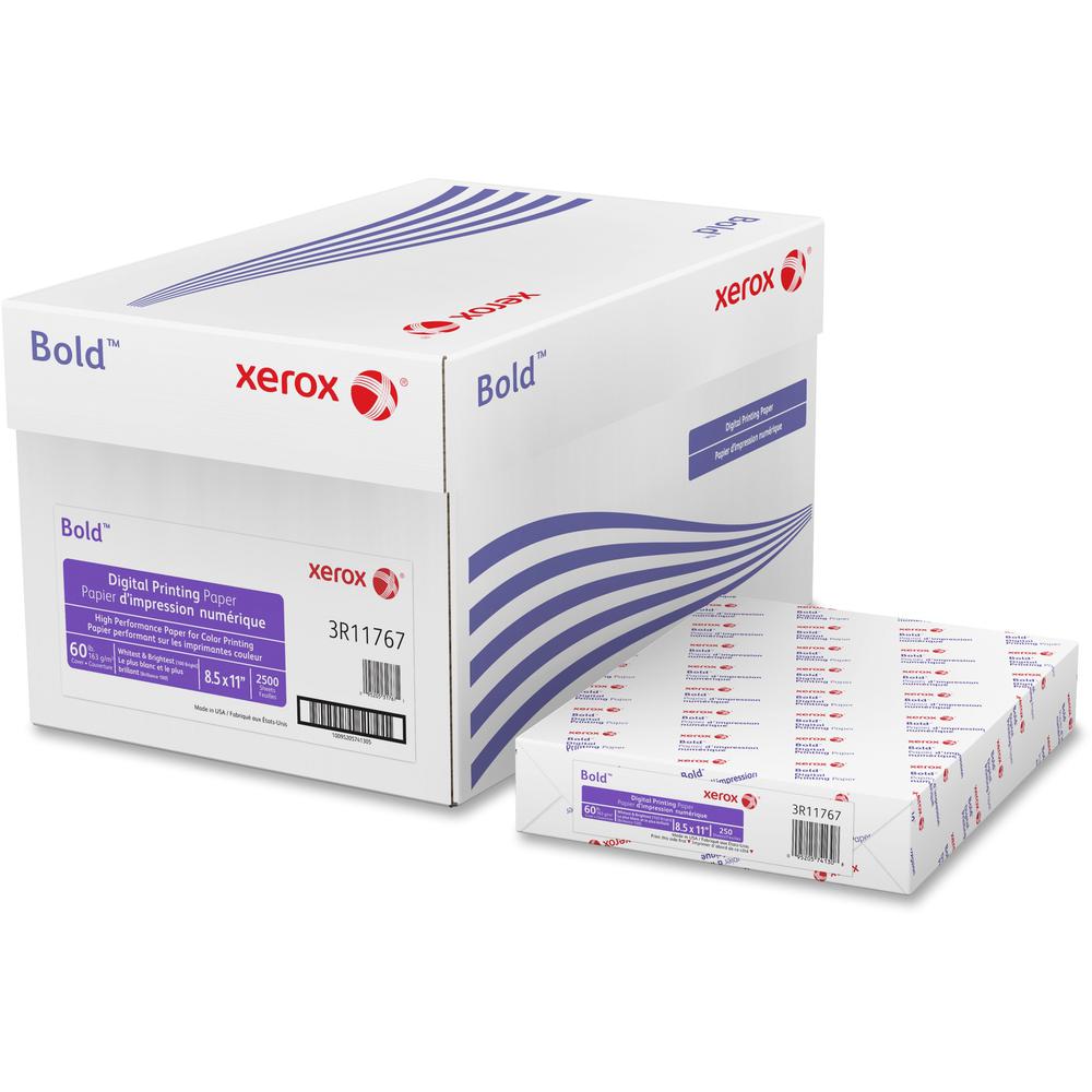 Xerox Bold Digital Printing Paper - 100 Brightness - Letter - 8 1/2" x 11" - 60 lb Basis Weight - Smooth - 250 / Pack - SFI - Un