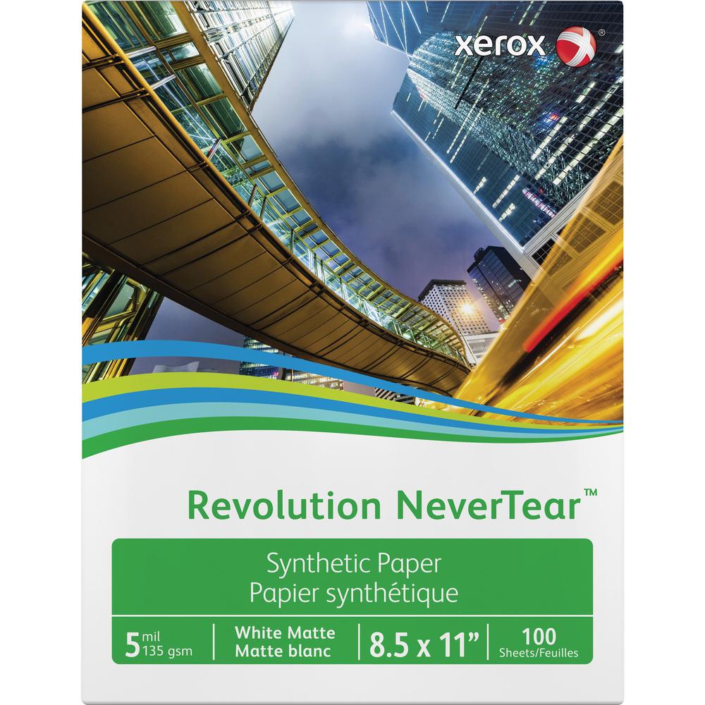 Xerox Revolution NeverTear Synthetic Paper - White - 94 Brightness - Letter - 8 1/2" x 11" - 135 g/m² Grammage - Matte - 10