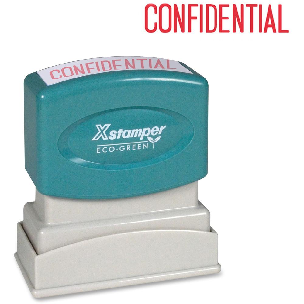Xstamper CONFIDENTIAL Title Stamp - Message Stamp - "CONFIDENTIAL" - 0.50" Impression Width x 1.63" Impression Length - 100000 I
