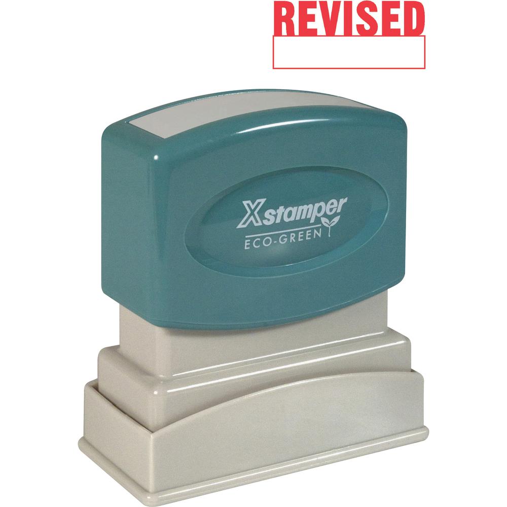 Xstamper REVISED Title Stamp - Message Stamp - "REVISED" - 0.50" Impression Width x 1.63" Impression Length - 100000 Impression(