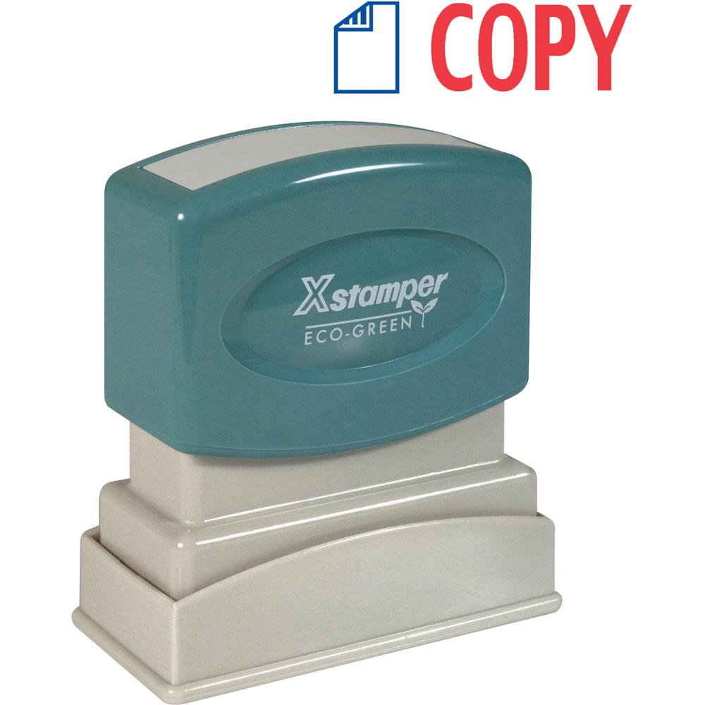 Xstamper COPY 2-color Pre-inked Stamp - Message Stamp - "COPY" - 0.50" Impression Width - 100000 Impression(s) - Red, Blue - Pol