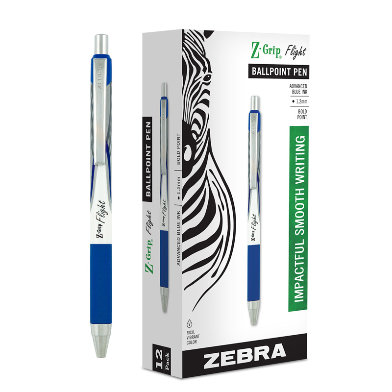 Z-Grip Flight Retractable Ballpoint Pens, Blue, Dozen