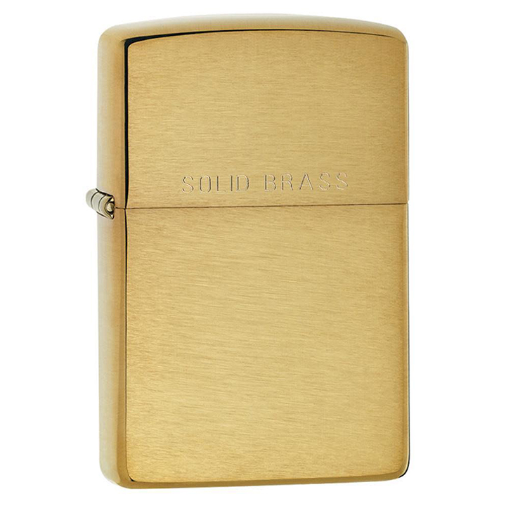 Zippo Windproof Lighter Brushed Brass w/ Solid Brass Engraved