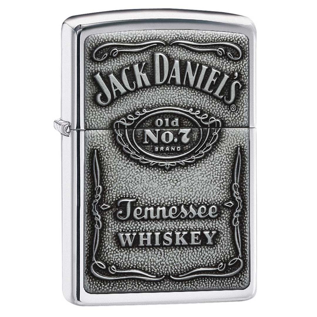 Zippo Windproof Lighter Jack Daniel's Label-Pewter Emblem High Polish Chrome