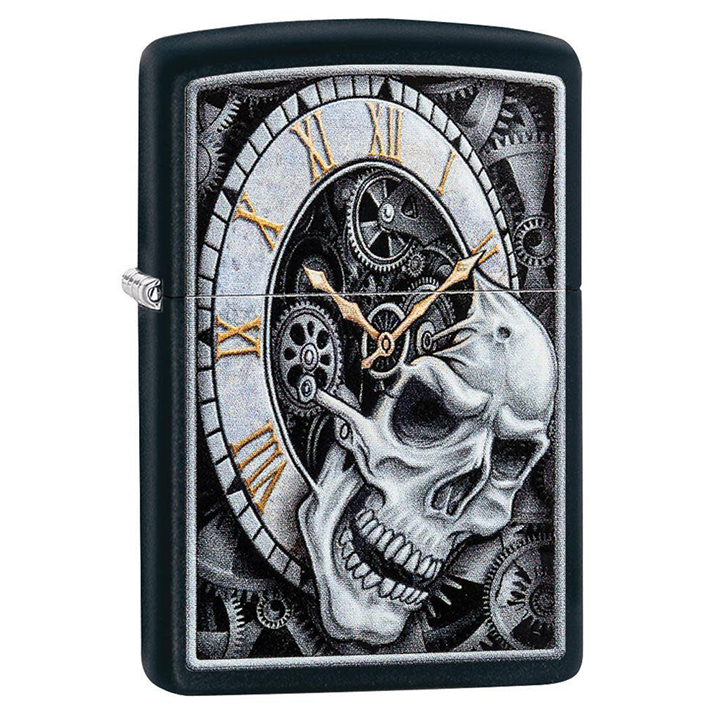 Zippo Windproof Lighter Skull Clock Design