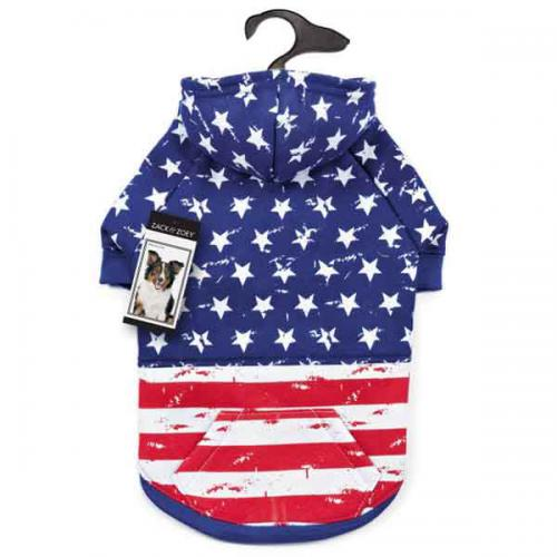 ZZ Distressed American Flag Hoodie - Medium Red White Blue