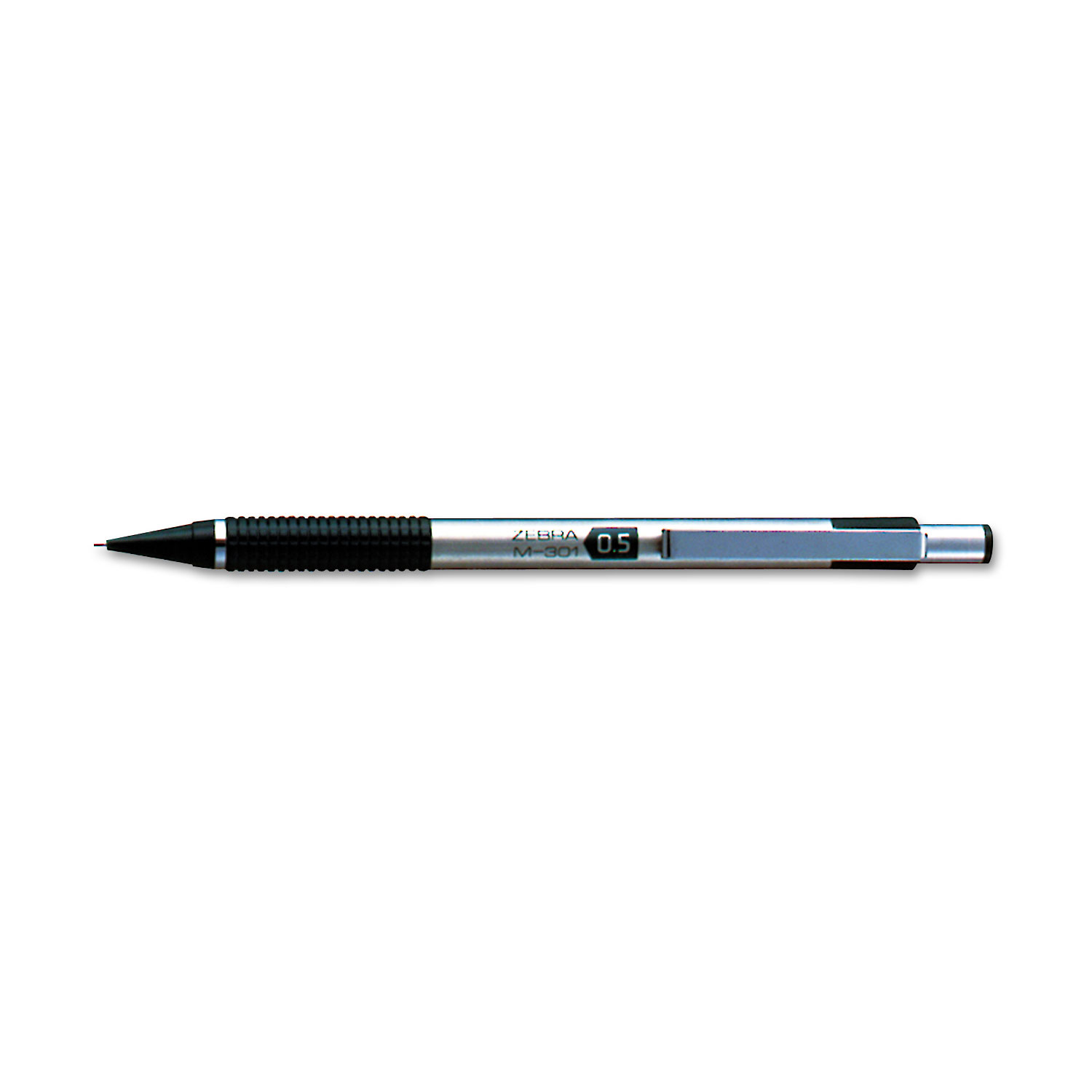 Zebra STEEL 3 Series M-301 Mechanical Pencil - 0.5 mm Lead Diameter - Refillable - Black Stainless Steel Barrel - 1 Dozen