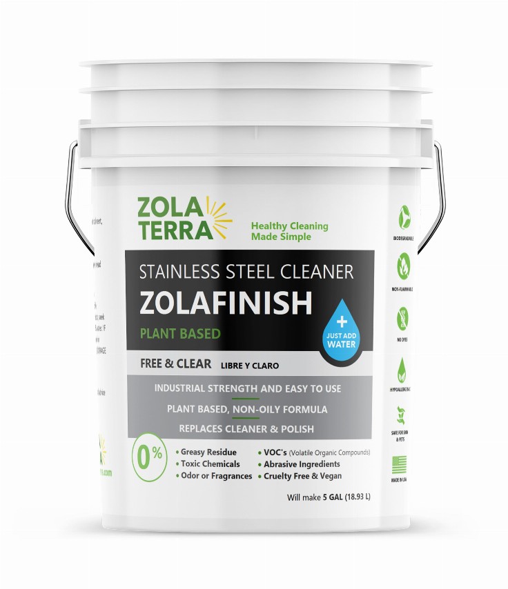 ZolaFinish Stainless Steel Cleaner - 5 GAL Concentrate (Makes 55 GAL)