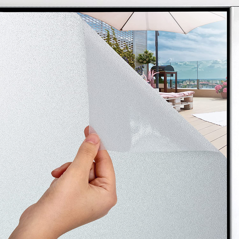 Zulay Home Window Privacy Film - Non Adhesive Opaque Privacy Window Film Glare & UV Protection