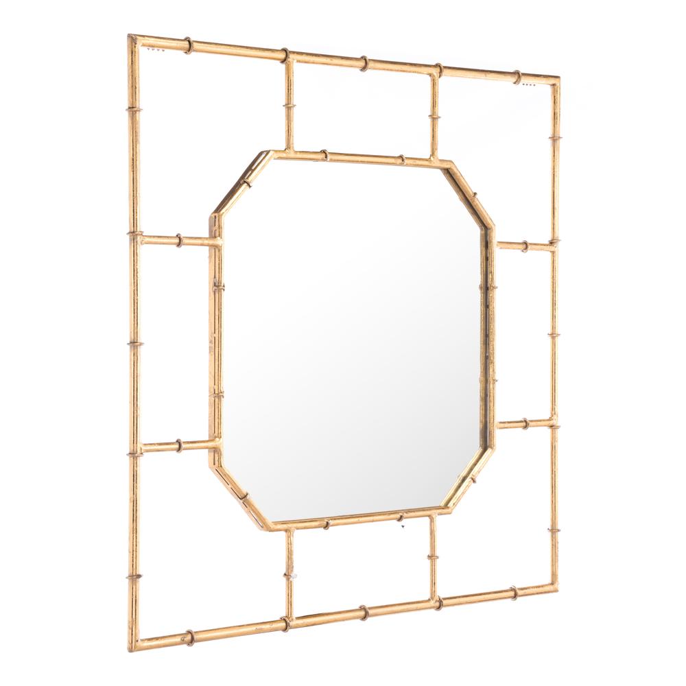 Bamboo Square Mirror Gold