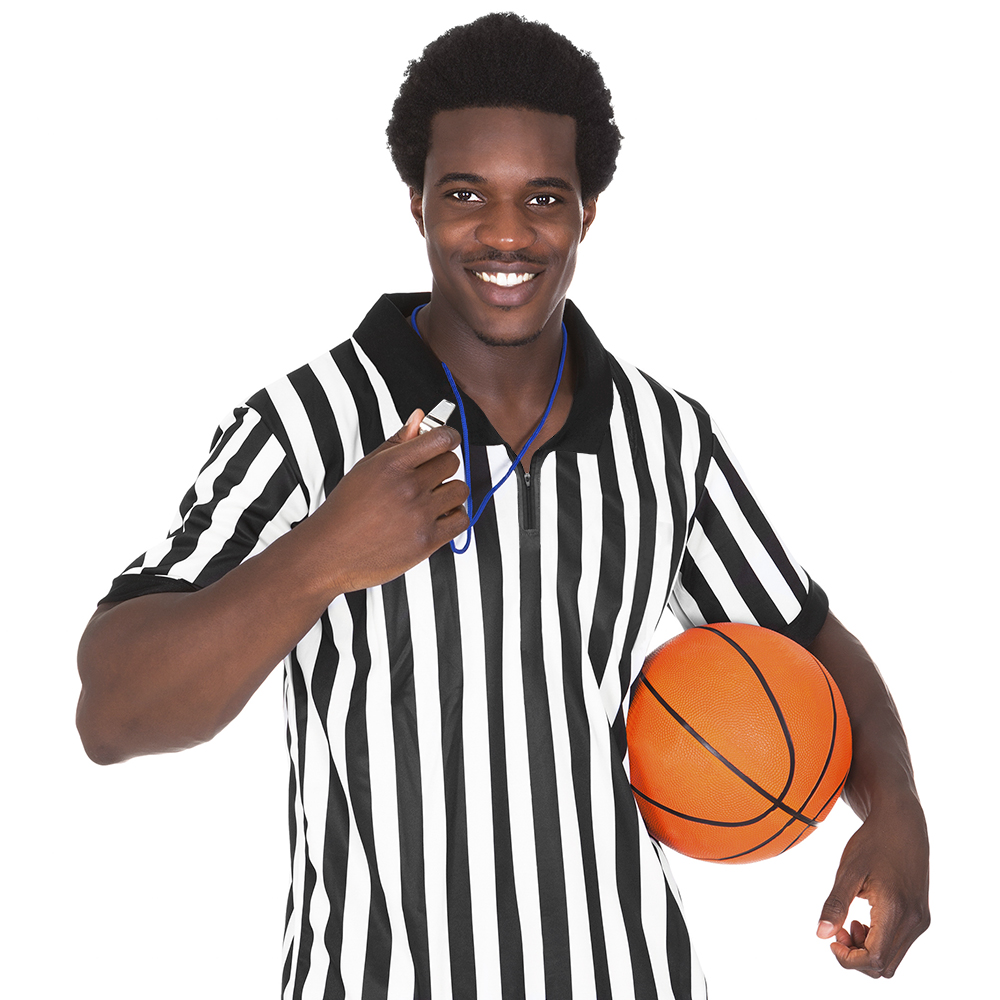 Men's Official Striped Referee/Umpire Jersey, L