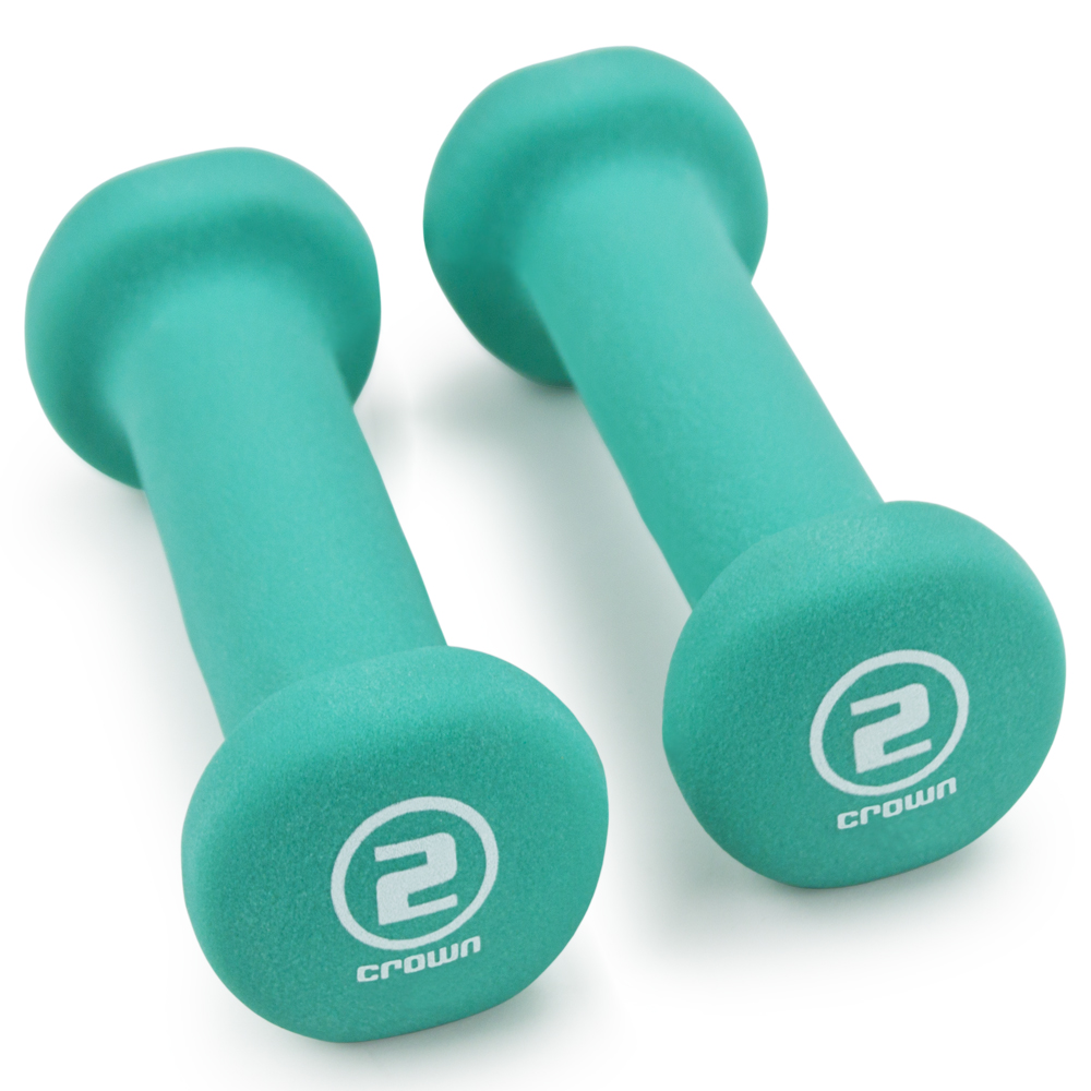 Pair of 2lb Teal Neoprene Body Sculpting Hand Weights