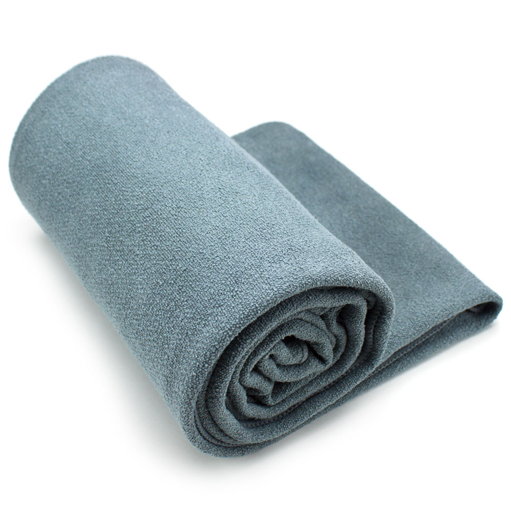 Gray Non-Slip Microfiber Hot Yoga Towel with Carry Bag