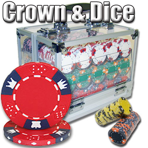 600 Count - Pre-Packaged - Poker Chip Set - Crown & Dice 14 G - Acrylic