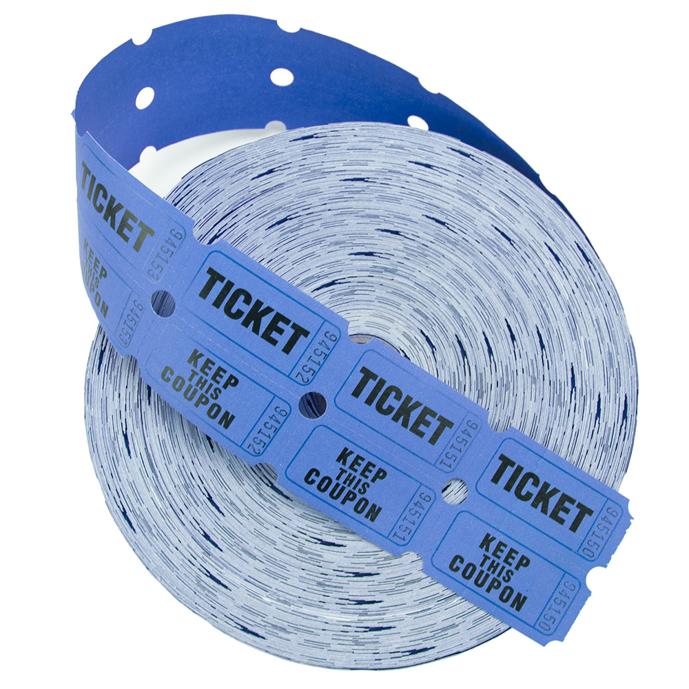 2000 ct Roll of Two Part Double Roll Tickets - Blue