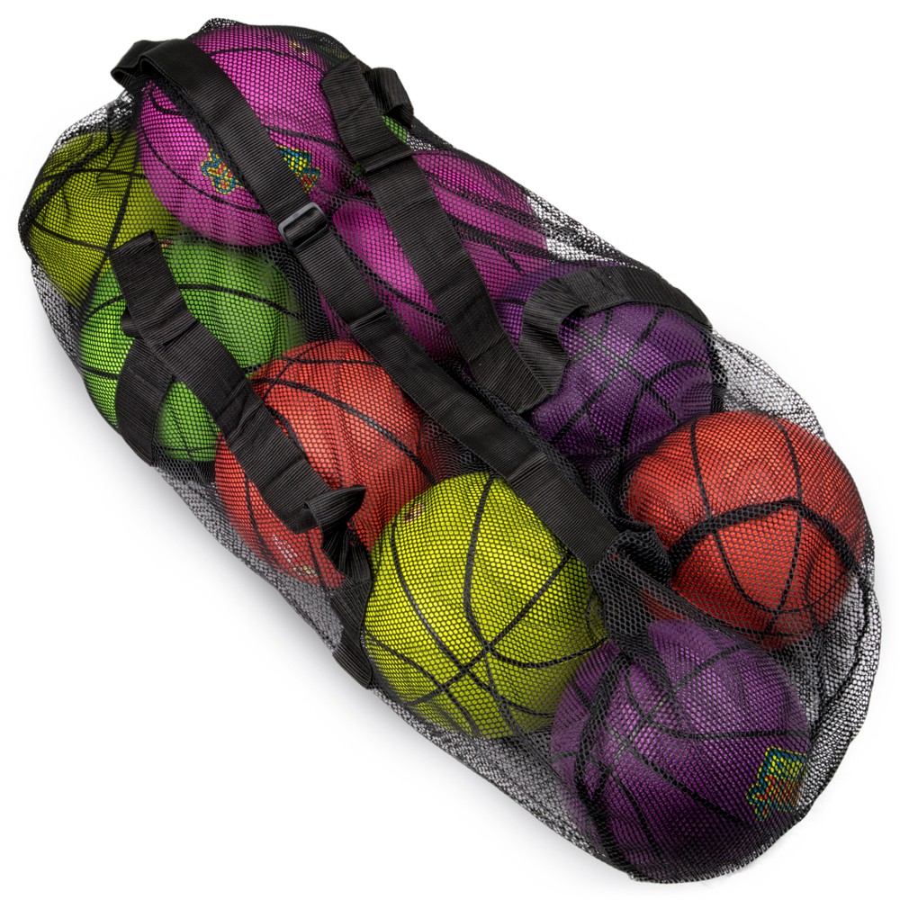 39" Mesh Sports Ball Bag with Strap, Black