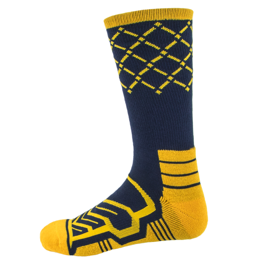 Large Basketball Compression Socks, Navy/Yellow