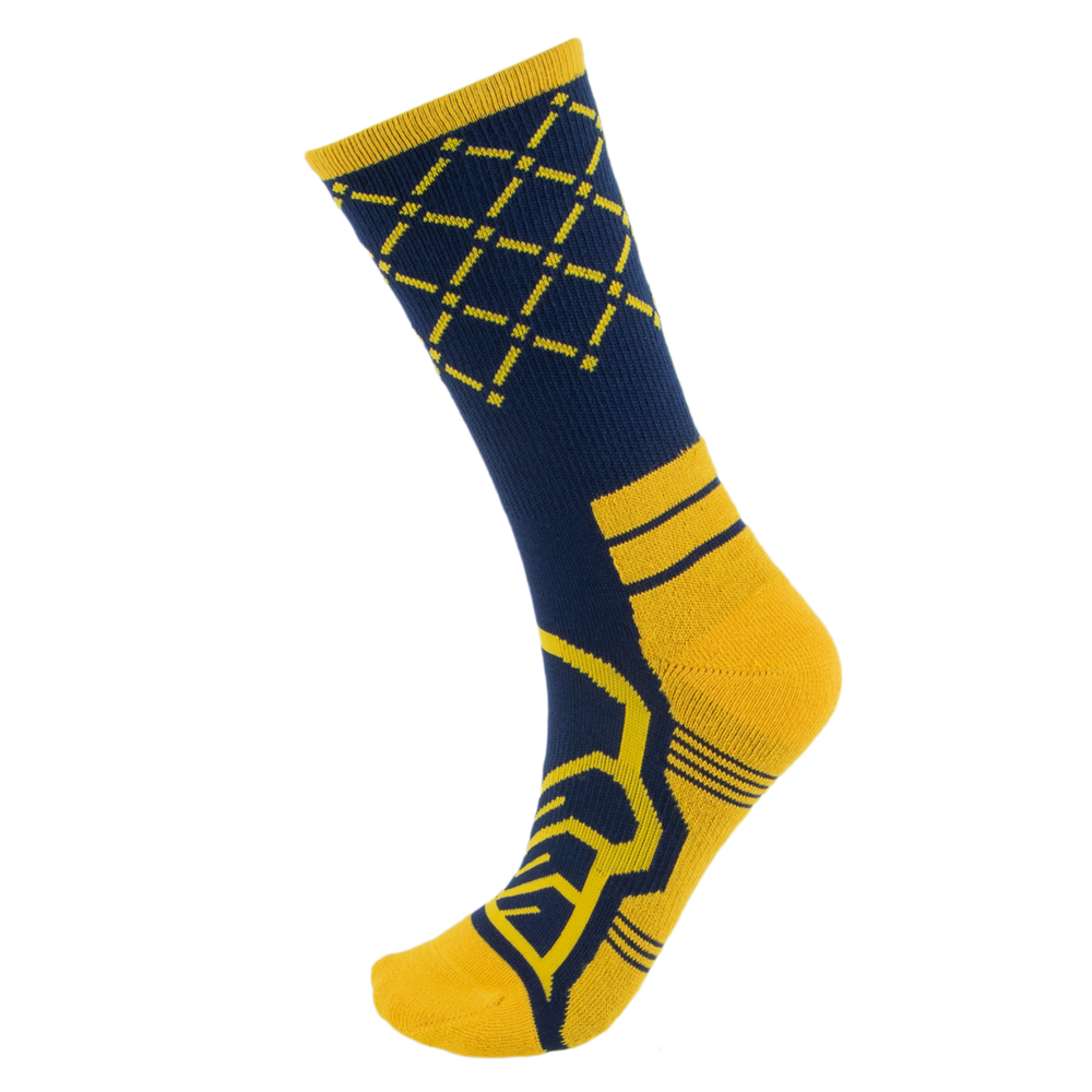 Medium Basketball Compression Socks, Navy/Yellow