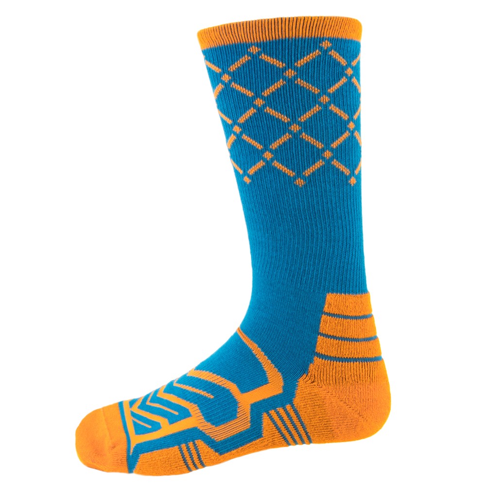 Large Basketball Compression Socks, Blue/Orange