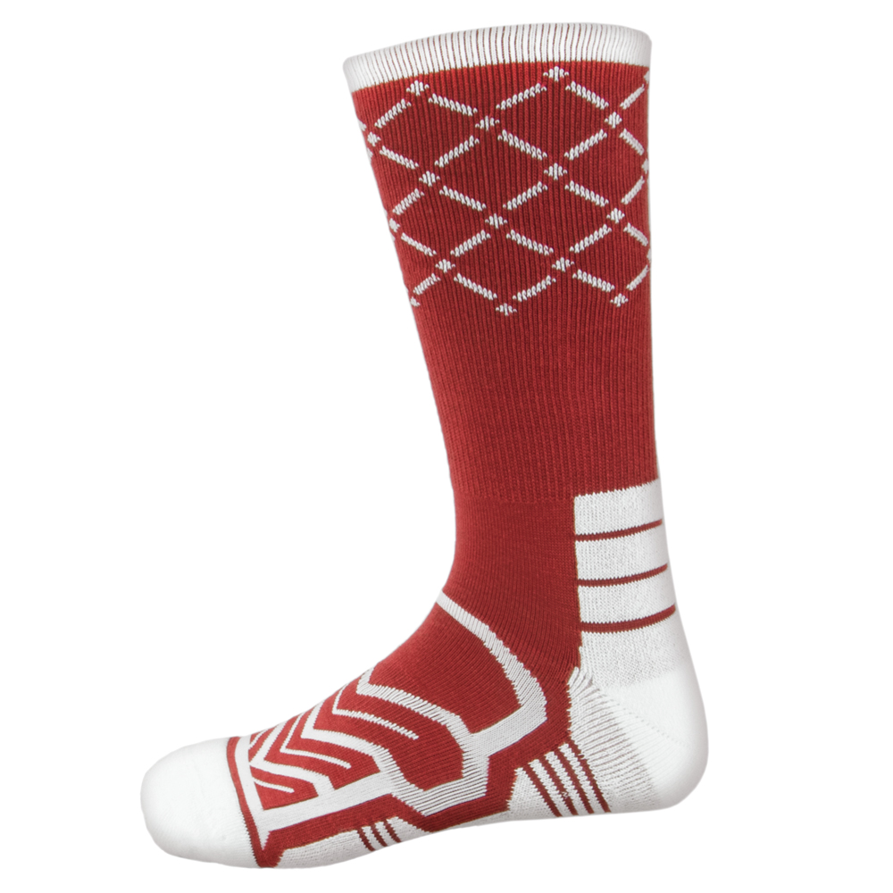 Large Basketball Compression Socks, Red/White