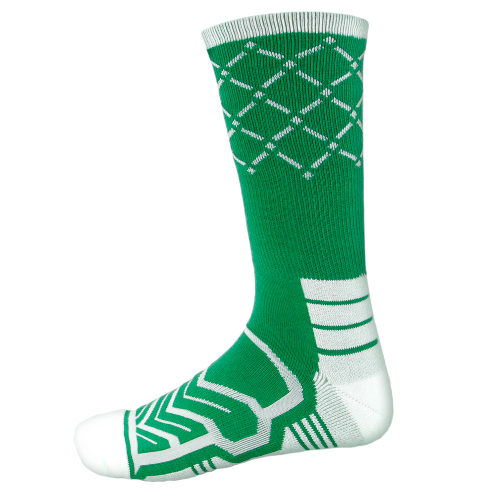 Large Basketball Compression Socks, Green/White