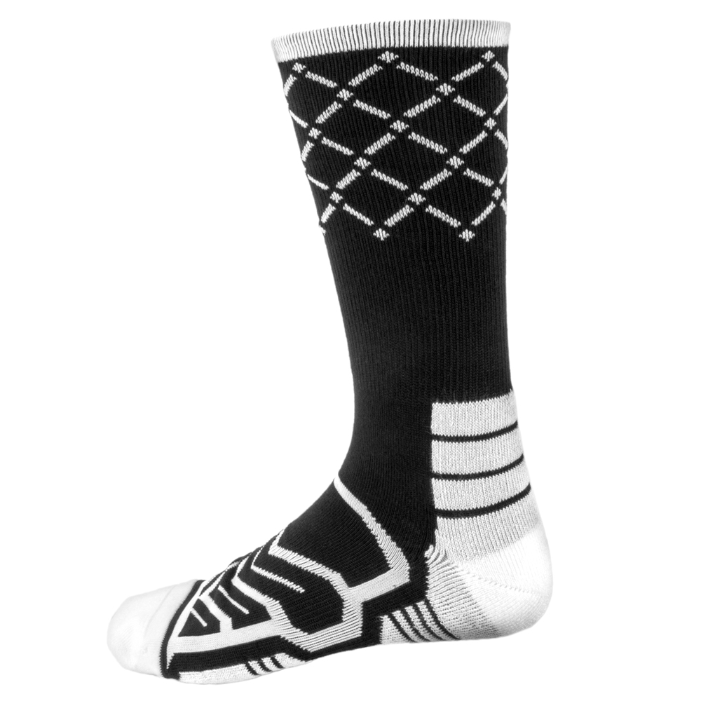 Large Basketball Compression Socks, Black/White