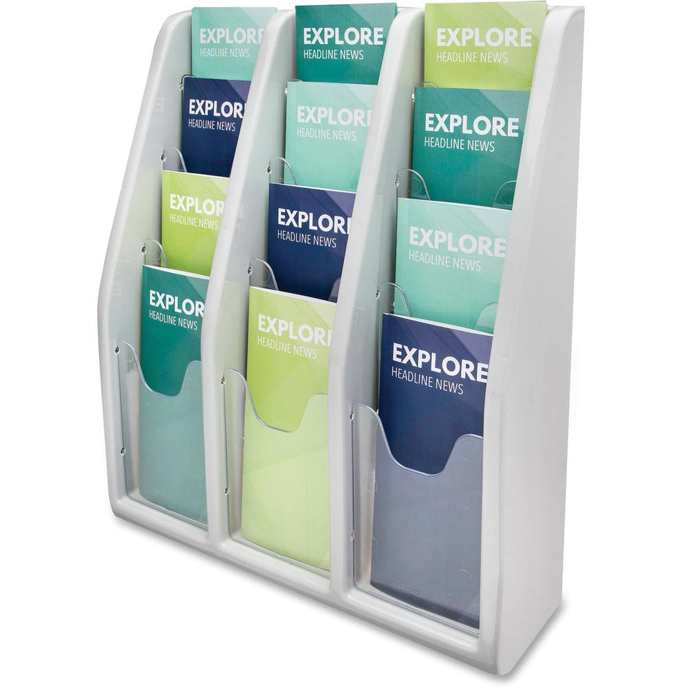 Deflecto Multi-Compartment Literature Display - 12 Pocket(s) - 19.8" Height x 15.8" Width x 5" Depth - Desktop - Durable, Lightw