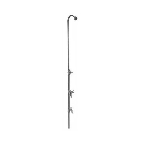 80" Wall Mount Cold Water Shower with Cross Handle Valve & Hose Bibb Foot Shower