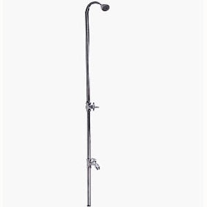 80" Wall Mount Cold Water Shower with ADA Compliant Metered Push Valve & Hose Bibb