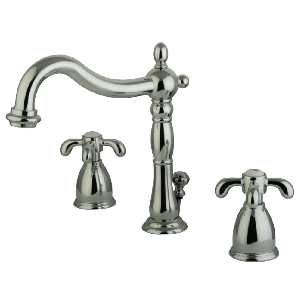 Kingston Brass KB1971TX French Country Widespread Bathroom Faucet with Plastic Pop-Up, Polished Chrome