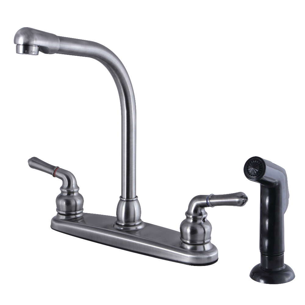 Kingston Brass FB754SP Magellan 8-Inch Centerset Kitchen Faucet with Sprayer, Black Stainless