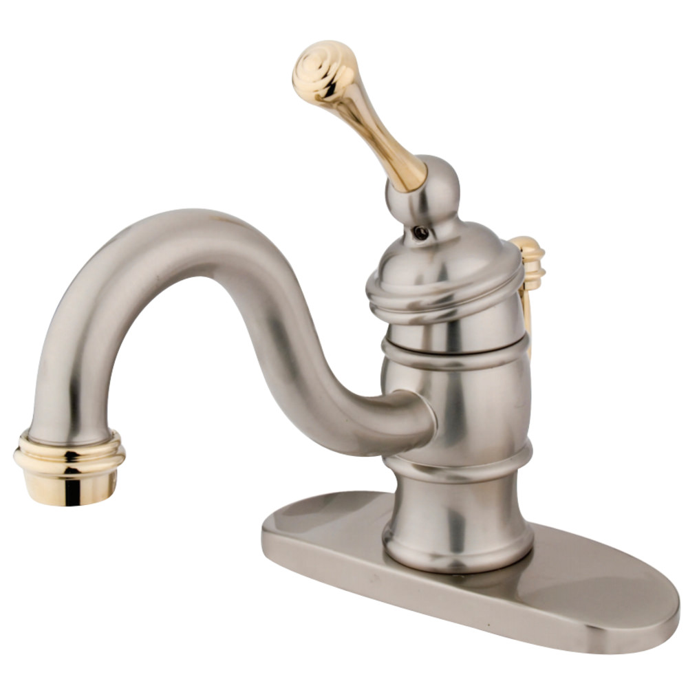Kingston Brass KB3409BL Victorian 4" Centerset Single Handle Bathroom Faucet, Brushed Nickel/Polished Brass