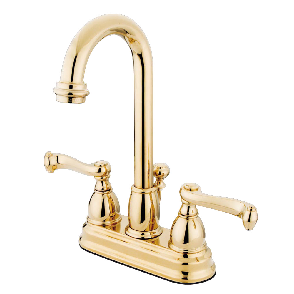 Kingston Brass KB3612FL 4 in. Centerset Bathroom Faucet, Polished Brass