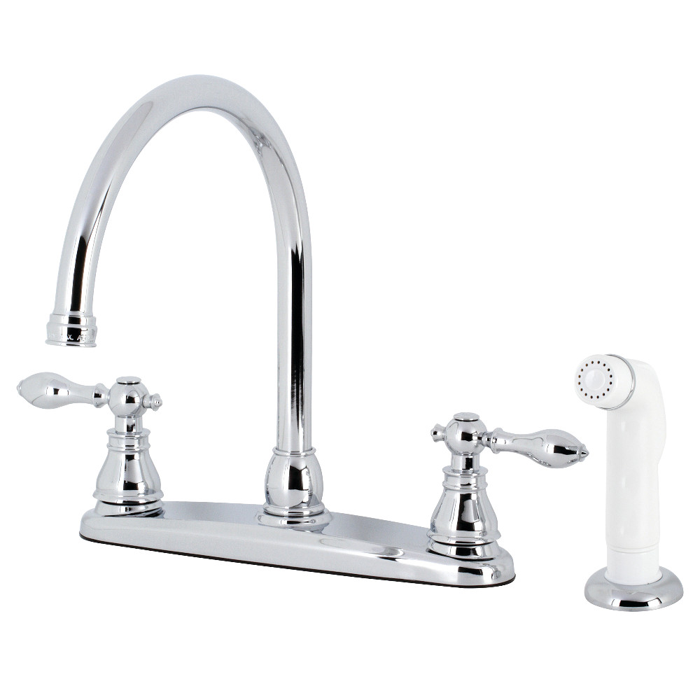 Kingston Brass KB721ACL American Classic Centerset Kitchen Faucet with Side Sprayer, Polished Chrome