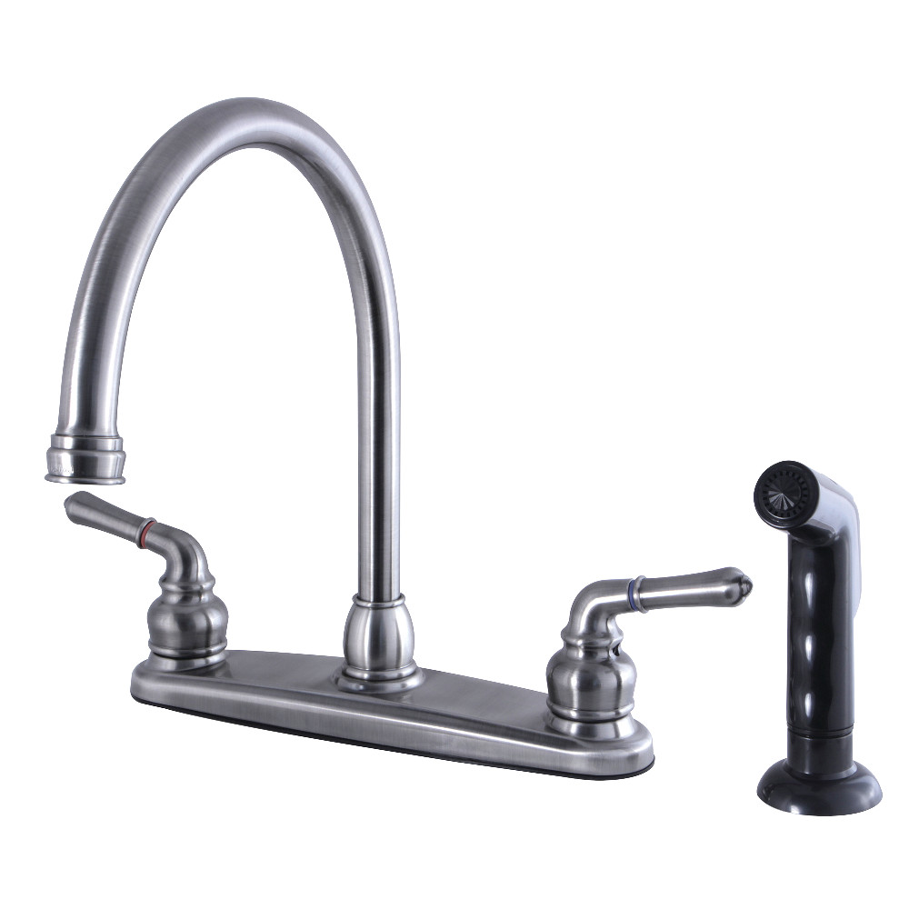 Kingston Brass FB794SP Magellan 8-Inch Centerset Kitchen Faucet with Sprayer, Black Stainless